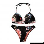 RAISINGTOP Petite Women Push-up Padded Bikini Set 2 Piece Swimwear Separates Swimsuit Beachwear Floral Elastic Black B079GLD36Y
